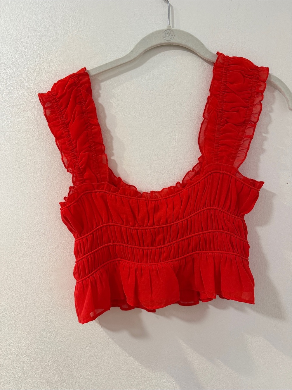 ASTR Red Ruffled Crop Top - Picture 2 of 3